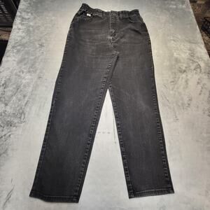 Lee Jeans Womens 10 Black Straight Relaxed Elastic Waist Charcoal Wash Denim